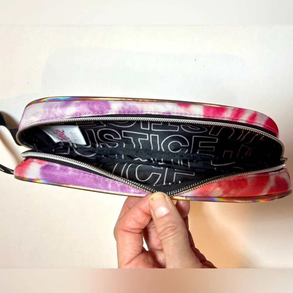 Justice tie dye pencil case pink and purple